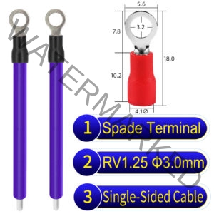 RV1.25 3mm Single-Headed ring terminal 18AWG insulated cable Purple connector