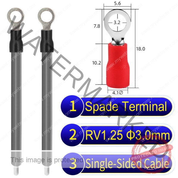 RV1.25 3mm Single-Headed ring terminal 18AWG insulated cable Grey connector