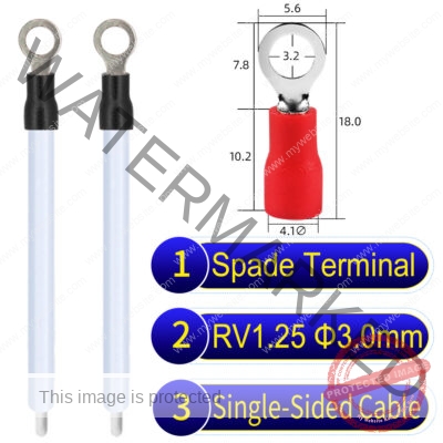 RV1.25 3mm Single-Headed ring terminal 18AWG insulated cable White connector