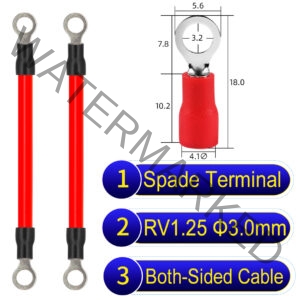 RV1.25 3mm both sided ring terminal 18AWG insulated cable Red connector