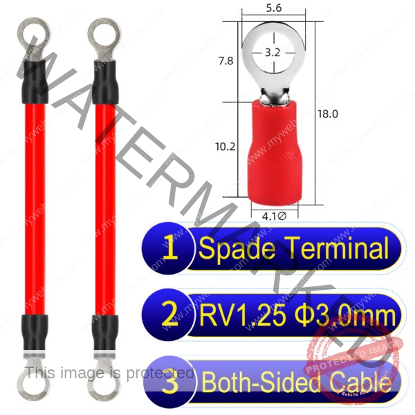 RV1.25 3mm both sided ring terminal 18AWG insulated cable Red connector