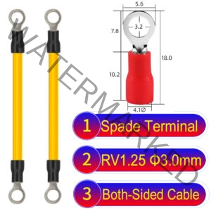 RV1.25 3mm both sided ring terminal 18AWG insulated cable Yellow connector