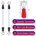 RV1.25 3mm both sided ring terminal 18AWG insulated cable White connector