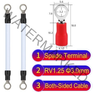 RV1.25 3mm both sided ring terminal 18AWG insulated cable White connector