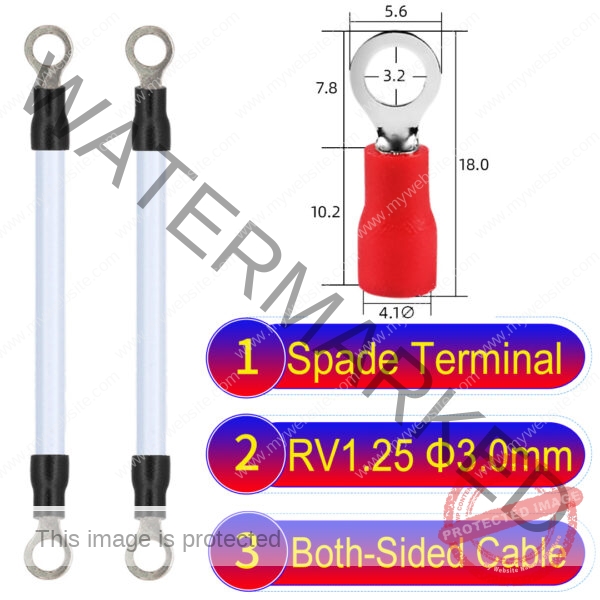 RV1.25 3mm both sided ring terminal 18AWG insulated cable White connector