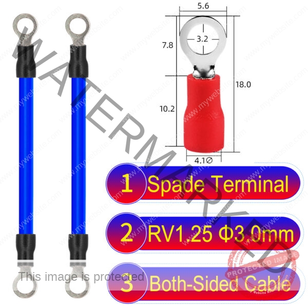 RV1.25 3mm both sided ring terminal 18AWG insulated cable Blue connector