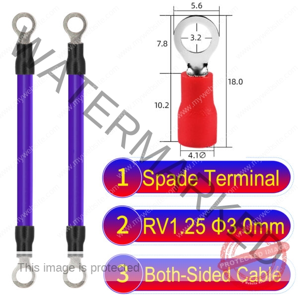 RV1.25 3mm both sided ring terminal 18AWG insulated cable Purple connector