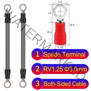 RV1.25 3mm both sided ring terminal 18AWG insulated cable Grey connector