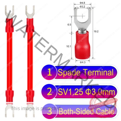 SV1.25 3mm both sided spade terminal 18AWG insulated cable Red connector