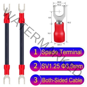 SV1.25 3mm both sided spade terminal 18AWG insulated cable Black connector