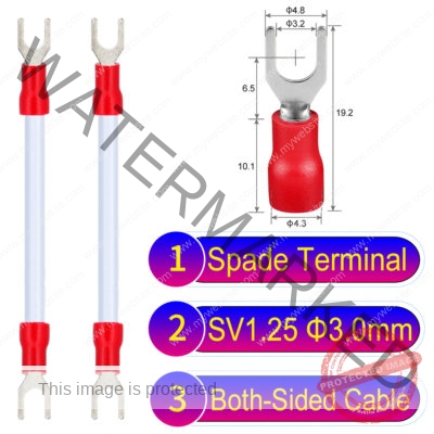 SV1.25 3mm both sided spade terminal 18AWG insulated cable White connector