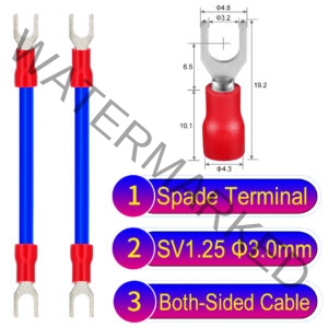 SV1.25 3mm both sided spade terminal 18AWG insulated cable Blue connector