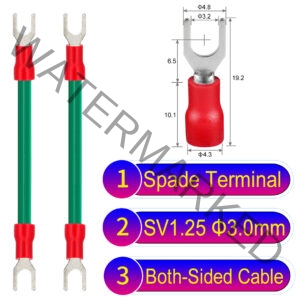 SV1.25 3mm both sided spade terminal 18AWG insulated cable Green connector