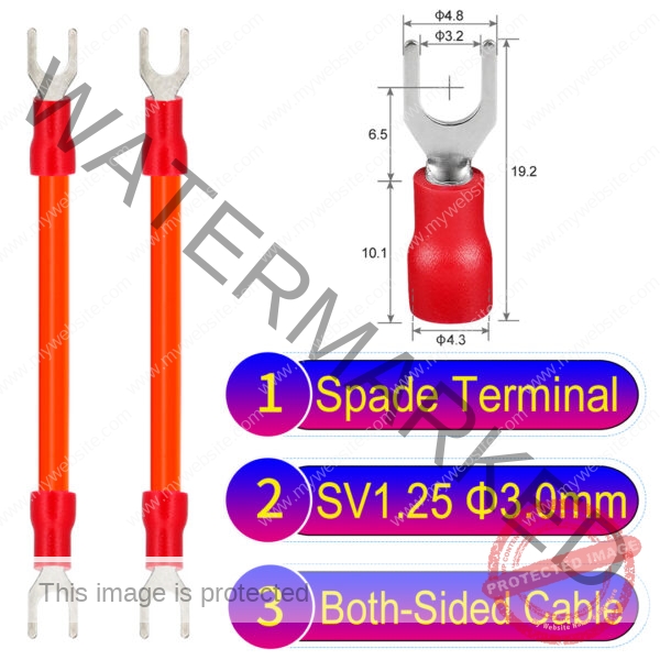 SV1.25 3mm both sided spade terminal 18AWG insulated cable Orange connector