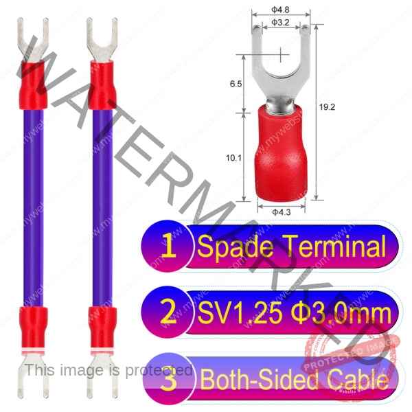 SV1.25 3mm both sided spade terminal 18AWG insulated cable Purple connector