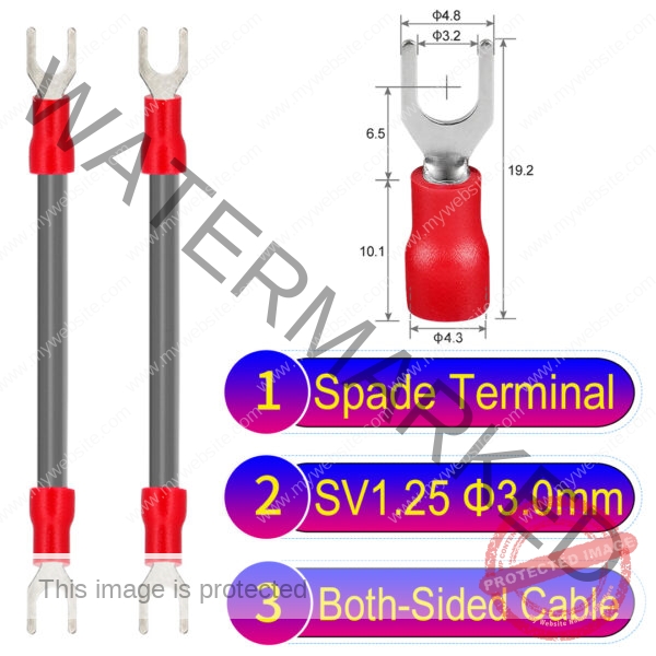 SV1.25 3mm both sided spade terminal 18AWG insulated cable Grey connector