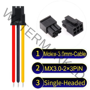 Molex MX3.0mm Dual Row 2×3Pin Male Single-Headed Micro-Fit Cable