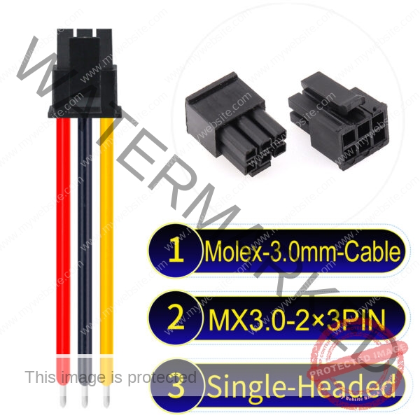 Molex MX3.0mm Dual Row 2×3Pin Male Single-Headed Micro-Fit Cable