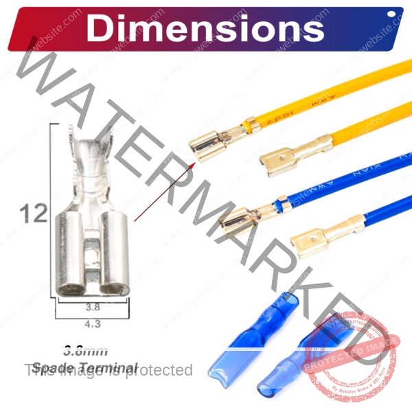 3.8mm spade connectors both sided cable Red