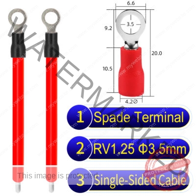 RV1.25 3.5mm Single-Headed ring terminal 18AWG insulated cable Red connector