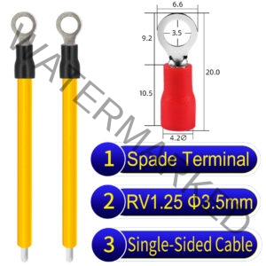 RV1.25 3.5mm Single-Headed ring terminal 18AWG insulated cable Yellow connector