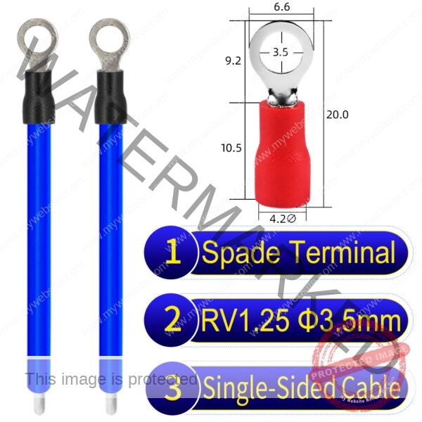 RV1.25 3.5mm Single-Headed ring terminal 18AWG insulated cable Blue connector