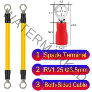 RV1.25 3.5mm both sided ring terminal 18AWG insulated cable Yellow connector