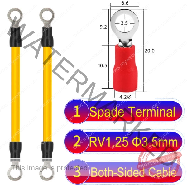 RV1.25 3.5mm both sided ring terminal 18AWG insulated cable Yellow connector