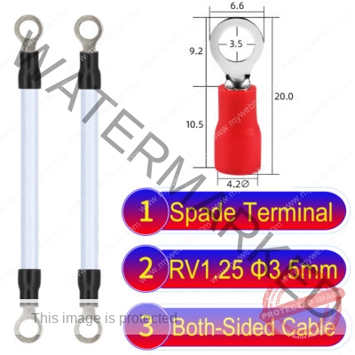 RV1.25 3.5mm both sided ring terminal 18AWG insulated cable White connector