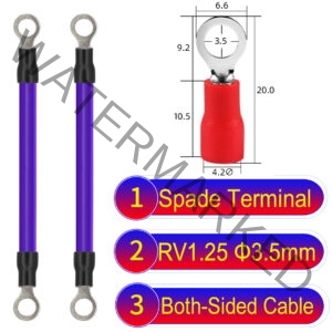 RV1.25 3.5mm both sided ring terminal 18AWG insulated cable Purple connector