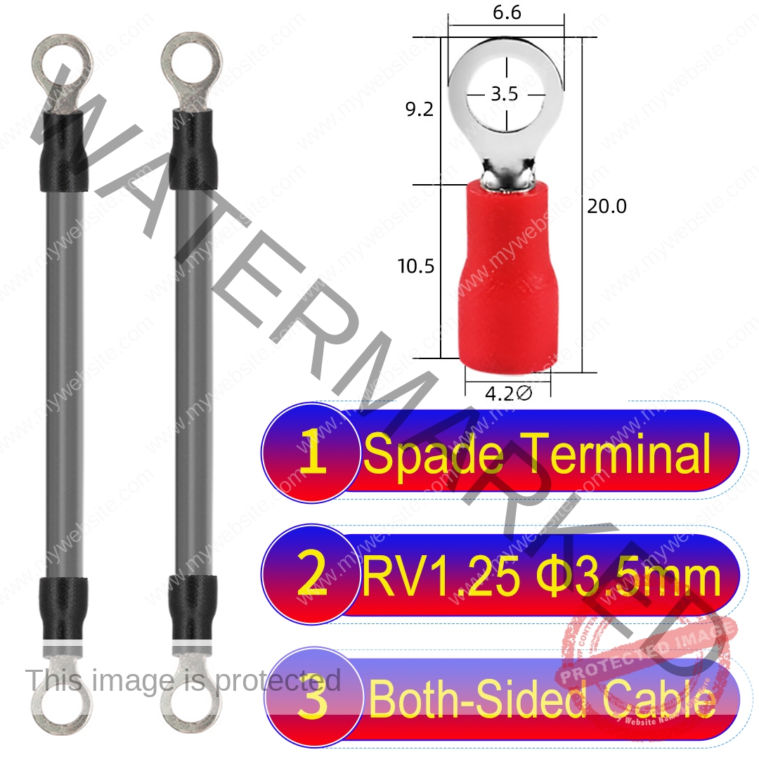 RV1.25 3.5mm both sided ring terminal 18AWG insulated cable Grey connector