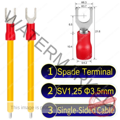 SV1.25 3.5mm Single-Headed ring terminal 18AWG insulated cable Yellow connector