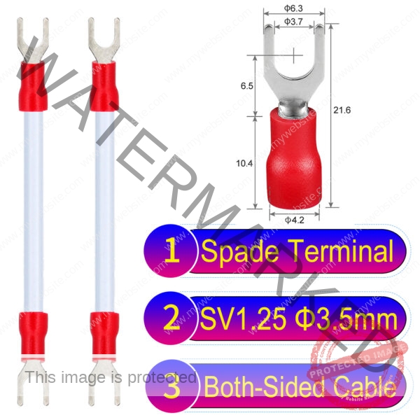 SV1.25 3.5mm both sided spade terminal 18AWG insulated cable White connector