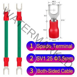 SV1.25 3.5mm both sided spade terminal 18AWG insulated cable Green connector