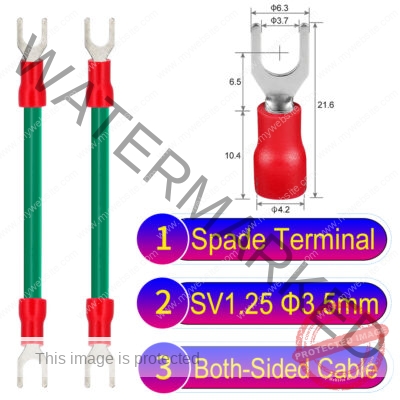 SV1.25 3.5mm both sided spade terminal 18AWG insulated cable Green connector