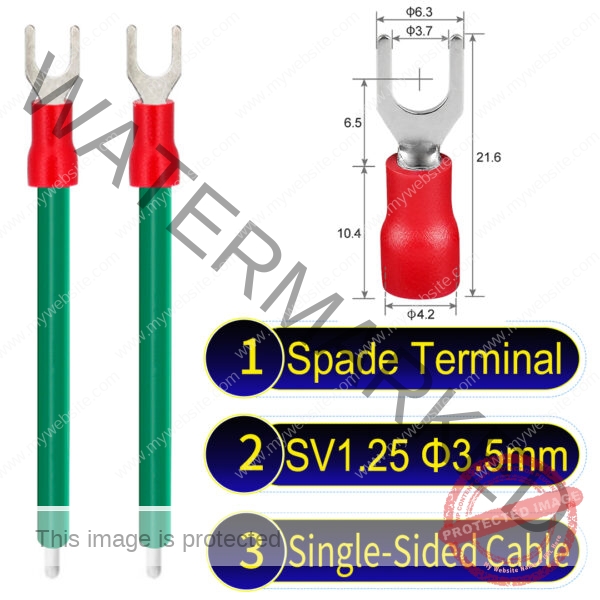 SV1.25 3.5mm Single-Headed ring terminal 18AWG insulated cable Green connector