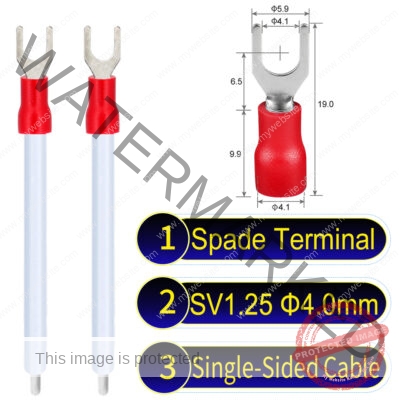 SV1.25 4mm Single-Headed ring terminal 18AWG insulated cable White connector