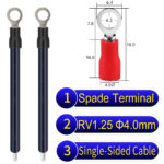RV1.25 4mm Single-Headed ring terminal 18AWG insulated cable Black connector