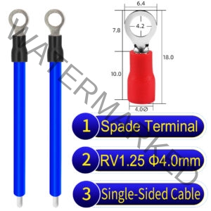 RV1.25 4mm Single-Headed ring terminal 18AWG insulated cable Blue connector