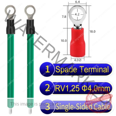 RV1.25 4mm Single-Headed ring terminal 18AWG insulated cable Green connector