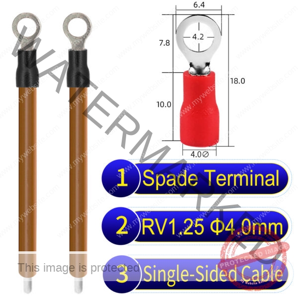 RV1.25 4mm Single-Headed ring terminal 18AWG insulated cable Brown connector