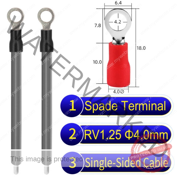 RV1.25 4mm Single-Headed ring terminal 18AWG insulated cable Grey connector