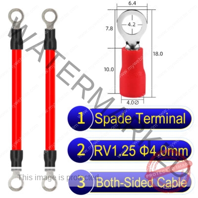 RV1.25 4mm both sided ring terminal 18AWG insulated cable Red connector