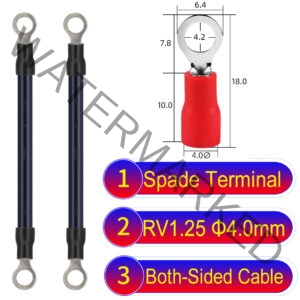 RV1.25 4mm both sided ring terminal 18AWG insulated cable Black connector