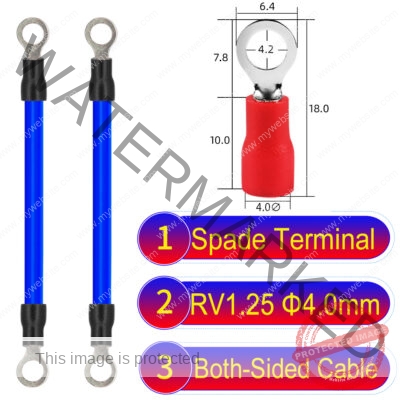 RV1.25 4mm both sided ring terminal 18AWG insulated cable Blue connector