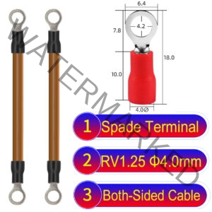 RV1.25 4mm both sided ring terminal 18AWG insulated cable Brown connector