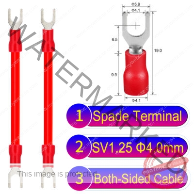 SV1.25 4mm both sided spade terminal 18AWG insulated cable Red connector