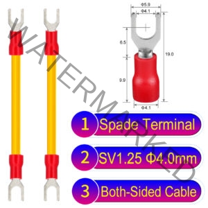 SV1.25 4mm both sided spade terminal 18AWG insulated cable Yellow connector