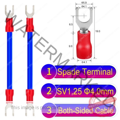 SV1.25 4mm both sided spade terminal 18AWG insulated cable Blue connector