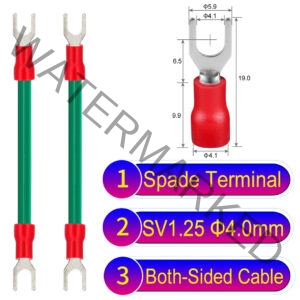 SV1.25 4mm both sided spade terminal 18AWG insulated cable Green connector